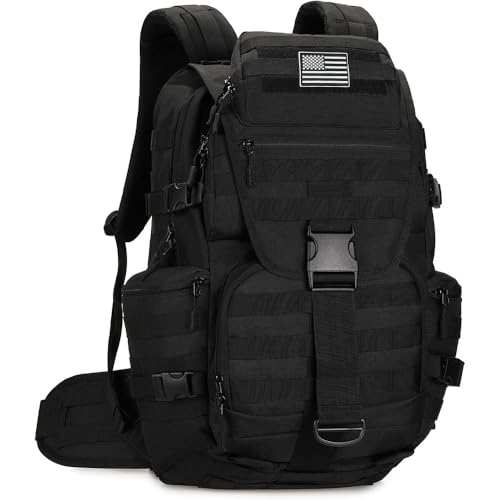 HongXingHai Mochila de caminhada para acampamento de 100 L, mochila tática militar Molle, mochila impermeável e leve para caminhada, Preto, Large, Esportes