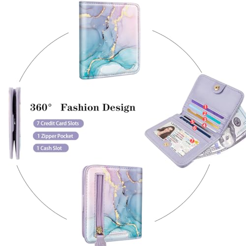 Image of Small Womens Wallet Thin Credit Card Holder Pocket Mini Purse | Compact Women Slim RFID Blocking Wallets Bifold Ladies Pocket Card Holders for Travel & Daily Use, Colorful