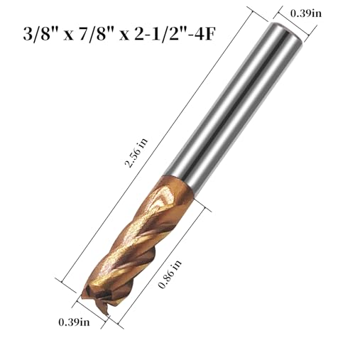 Image of 5PCS HRC55 3 /8 inch Carbide Square End Mill Bits Set, Tungsten Steel End Mills Bits Cutter, Carbide End Mills for Alloy Steels /Hardened Steels 4 Flutes (5pcs 3 /8 inch end Mills)