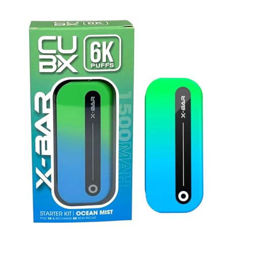 X-BAR CUB-X 1500mAh Batterie, Pod non inclus (sans nicotine ni tabac, ne contient pas de sticks, de cartouches préremplies ou de recharges) (Ocean Mist)