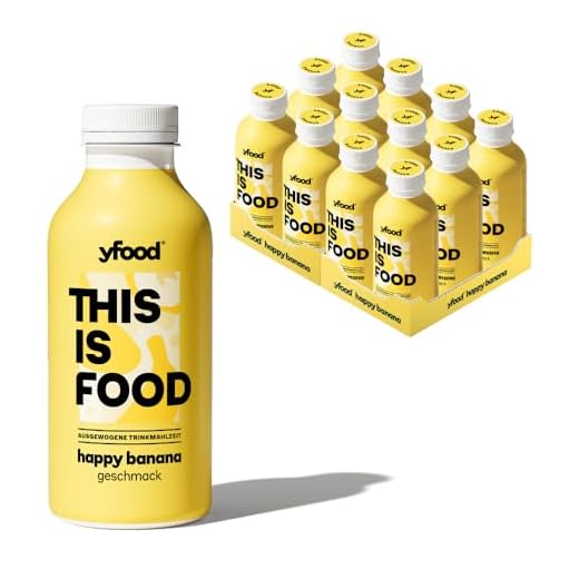 YFood Banane | Laktose und glutenfreier Nahrungsersatz | 34g Protein, 26 Vitamine und Mineralstoffe | Leckere Astronautennahrung - 25% des Kalorienbedarfs | Trinkmahlzeit, 12 x 500 ml (1 kcal/ml)