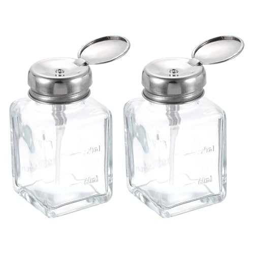 sourcing map 2pcs Solvent Alcohol Dispensers 120ml(4oz) Push Down Liquid Dispenser Pump Bottle with Plastic Tube and Aluminum Core for Alcohol Solution