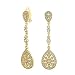 Produktbild Art-Deco-Stil Braut Filigrane Teardrop Kubik Zirkonia Lange Kronleuchter Ohrringe Für Frauen Silber Vergoldet Messing