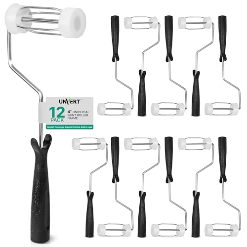 Unvert 4 Inch Paint Roller Frame, for Walls, Ceiling on All Surfaces 4-Wire Cage Frame, Choose 9" / 7" / 4" / 3" (12 Pack)