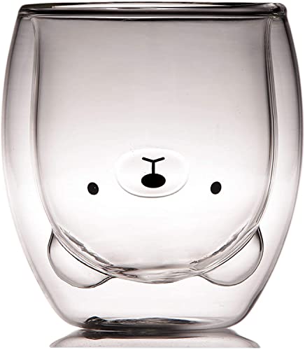 Tazas de Café - OfficeHome Taza de café, taza de té, taza de leche, cristal de doble pared, oso, bonito...