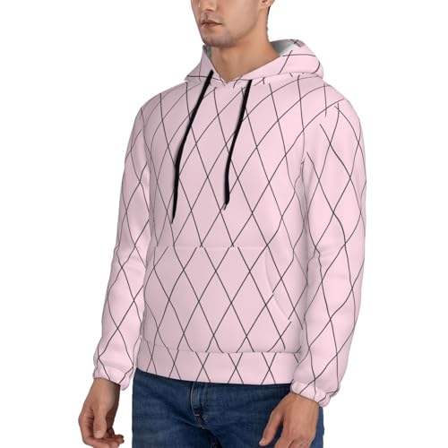 Hoodies For Men - Checkered Pink Pattern Print Long Sleeve Casual Men'S Hoodies & Sweatshirts Pullover With Pocket3