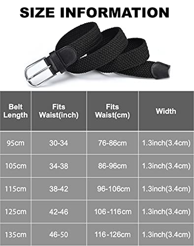 RBOCOTT Ceinture en Tissu Élastique,Ceintures Élastiques Tressées,Ceinture Tressées Extensible pour Hommes et Femmes,Ceinture en Nylon,Ceinture Noire,Ceinture Gris (105cm) - Image 8