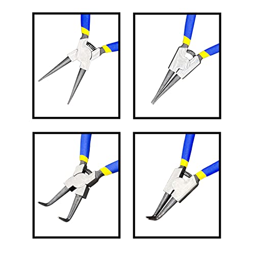 Bqkkwin 4 Piece 7Inch Snap Ring Pliers Set, Internal External Circlip Pliers Kit Straight Bent Jaw Pliers Tips C-Clip Pliers With Storage Pouch #TOP3