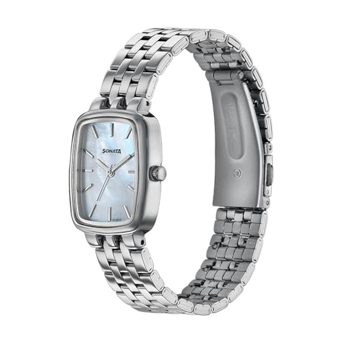 Image of Sonata Festive 2.0 Quartz Analog with Mother of Pearl Dial Silver Sheet Metal Strap Watch for Women - 87108SM01