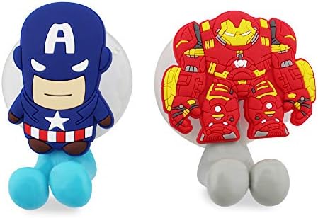 Superheroes Captain 2 pcs Set Toothbrush Holders with Suction Cup for Wall in Bathroom at Home RV Camper Van