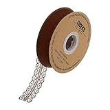 MECCANIXITY 1.2 Inch Wide 25 Yard Lace Ribbon Floral Pattern Brown Lace Trim Ribbon for Gift Wrapping Bouquets, Wedding Decor Sewing Making, and DIY Crafts