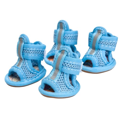 Hemobllo 4pcs Blue Breathable Dog Shoes for Medium Dogs - Mesh Booties for Summer Protection, Size 5 Paw Protectors