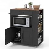 GIANTEX Küchenwagen auf Rollen, Kücheninsel mit Arbeitsplatte, bewegliche Kücheninsel Holz, Küchenschrank Servierwagen Rollwagen mit Schublade & 3 Einlegeböden, Küchenrollwagen Küchentrolley (schwarz)