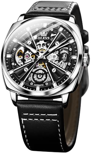 Montre squelette automatique OLEVS, le cadeau de luxe idéal pour homme avec son bracelet cuir