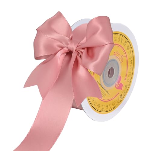 Image of Double Face Dusty Pink Satin Ribbon 1-1 /2 inch X 25 Yards Polyester Dusty Pink Ribbon for Gift Wrapping Very Suitable for Weddings Party Hair Bow Invitation Decorations and More