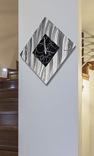 Statements2000 Silver & Black Metal Wall Clock - Contemporary Metal Wall Art Decorative Clock By Jon Allen - Allay Clock #TOP4