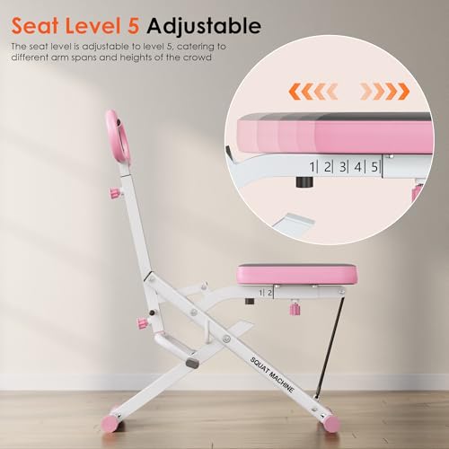 Image of SogesHome Squat Machines Rowing Machine for Home, Foldable & Full Body Exercise Workout Equipment with Adjustable Resistance Bands for Women, Row and Ride Squat Machine for Glutes and Abs, 330 LBS