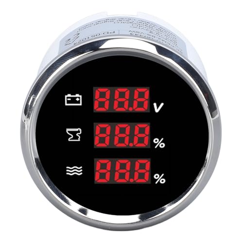 Medidor digital de voltaje IP67 con retroiluminación regulable y bisel de acero para barcos 3
