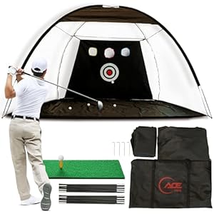 10x7ft Golf Net Kit – Ultimate Golf Hitting Practice Net for Backyard Driving with Golf Practice Net, Rubber Tee, 6 Balls – Perfect for Golf Simulators for Home & Golf Training Equipment