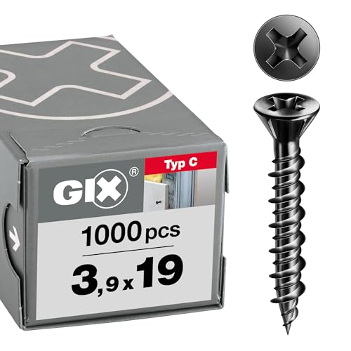 SPAX GIX-C Schnellbauschrauben 3,9 x 19 mm, HiLo-Gewinde, 1000 Stück, kleiner Fräskopf, Kreuzschlitz-H2, Trockenbauschrauben für Gipsfaserplatten und Trockenestrich-Elementen – 1791170390195