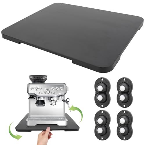 Appliance Slider 360° Rolling Tray for Coffee Maker - Bamboo Countertop Sliding Tray for Kitchen Appliances Espresso Machine Accessories Coffee Pot Counter Sliders Mat with Wheels (15.7