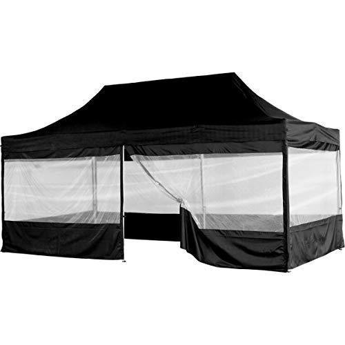 INSTENT Alu-Pavillon 3 x 6 m Pro 4 Seitenteile wasserdicht UV-Schutz 50+, schwarz