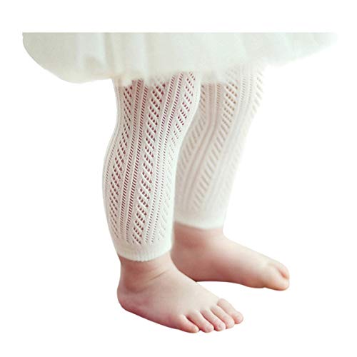Qiyuxow Infant Toddler Girls Solid Knit Footless Leggings/Tights Socks (0-2T) White