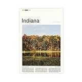 FCOJE Póster decorativo de pared con texto en inglés 'Introduction to American Cities, Indiana Tourism' (Introducción a las ciudades americanas, turismo de Indiana) para decoración de pared, bar
