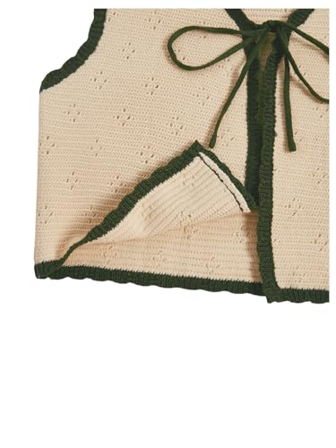 Verdusa Women's Sweater Vest Fall Fashion Trendy Tops Tie Front Sleeveless Crochet Knit Top4