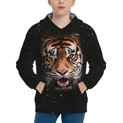 Galaxy Tiger Boy, Girls Sports Shirt Youth Pullover Fashion Hooded Sweatshirt3