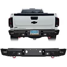Rear Bumper Compatible with 2007-2013 Chevrolet Silverado 1500 and GMC Sierra w/Sensor Mounting Hole & 4 Aluminum Lights & 2 x 4.75 T D-Rings