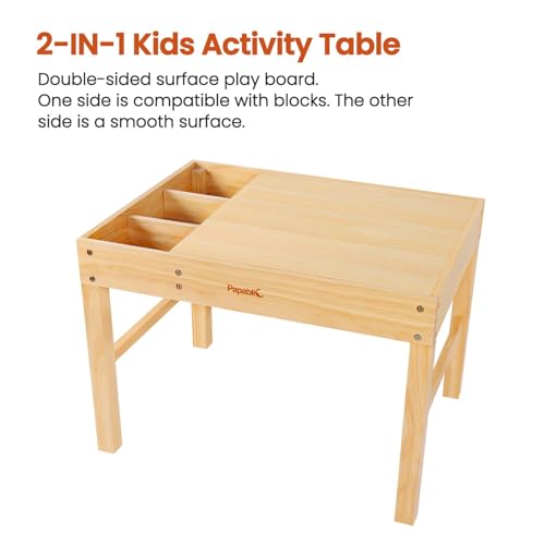 papablic 2 in 1 kid activity table with large storage for older kids compatible with lego building block for boys girls