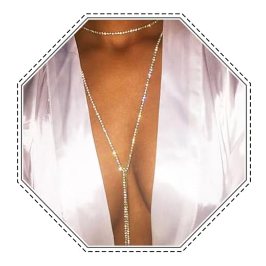 Jovono Sexig strass Y halsband silver kristall lång halsband kedja för kvinnor och flickor