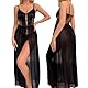 KOEMCY Damen Sexy Spitze Dessous Set mit Tanga Transparente Mesh Babydoll Nachtwäsche V Ausschnitt Verstellbare Träger Erotische Nachtwäsche für Romantische Nächte (XL)