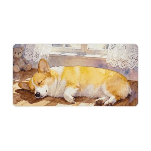 Tapis de bureau personnalisé pour bureau à domicile ambiance bien-être et chien