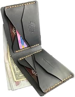 محفظة من راستي مصنوعة من جلد البقر الطبيعي للجنسين، بتصميم كلاسيكي باللون الأسود، مع 6 فتحات للبطاقات وحجرة للنقود