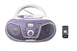 Roxel RCD-S70BT Portable Boombox CD Player with Remote Control, FM Radio, USB MP3 Playback, 3.5mm AUX Input, Headphone Jack, LED Display Wireless Music Streaming (Purple)