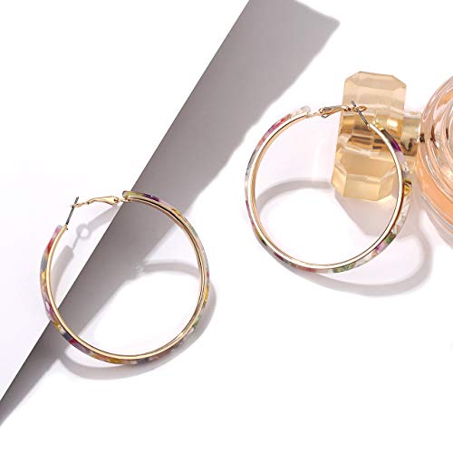 Acrylic Earrings Lightweight Hoop Earrings Statement Resin Drop Dangle Stud Earrings Fashion Jewelry For Women (Floral) #TOP2