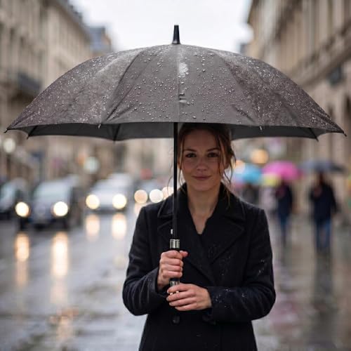 Image of GINOYA BROTEHRS Automatic Open & Close Umbrella with UV Protection - Large Windproof Stick & Compact Folding Travel Umbrella, Waterproof Heavy Duty Frame for Men & Women