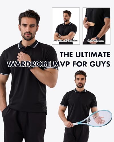 Mens Polo Shirts Quick Dry Wrinkle-Free Moisture Wicking Collared Golf Polo Shirts for Men High Stretch Short Sleeve4