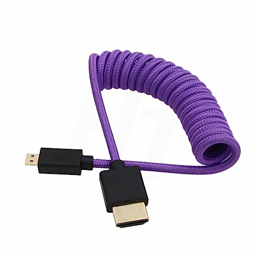 HangTon Micro HDMI para HDMI 4K 8K 60p cabo espiral trançado para Sony ZVE-10 A7S A7R Canon R10 R6 M