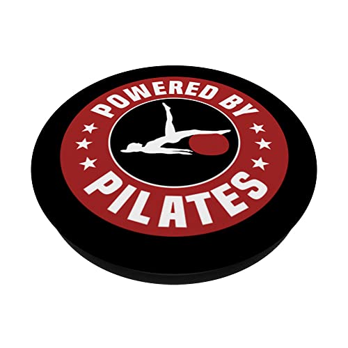 Powered By Pilates Apparel Fitness Meditation PopSockets Swappable PopGrip, Black - Image 2