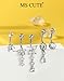 MS CUTE 5PCS Silver Belly Button Rings for Women 14G Dangle Navel Piercing Jewelry Set Surgical Stainless Steel Body Jewelry with CZ Butterfly Flower Teardrop Barbell for Beach Festival Gym
