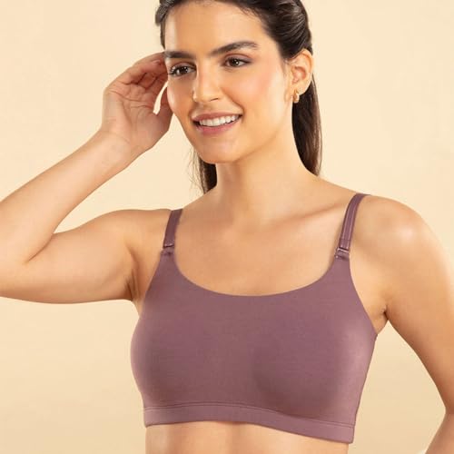Image of NYKD (NYB165 Cotton Non Padded & Non Wired Full Coverage Slip On T-Shirt Bra for Women | Easy Breezy Soft Fabric with Hidden Shaper Sling for No Side Bulge & Detachable Strap
