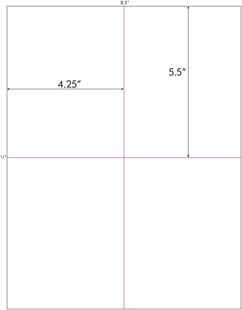 400 Label Outfitters Printable Quarter Sheet White Vinyl Laser Durable Labels, 4-1/4" x 5-1/2", Waterproof and Weatherproof, 100 Sheets
