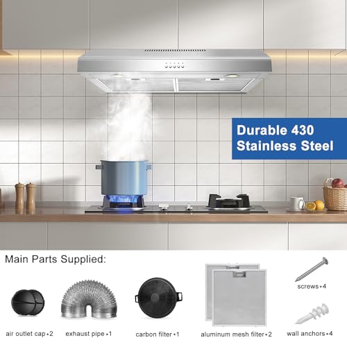 Turephe TPS30 Range Hood 30 Inch Under Cabinet,450 Cfm Ducted/Ductless Vent Hood For Kitchen With Bright Light, Quiet Operation And 3 Speed Exhaust Fan thumb #6