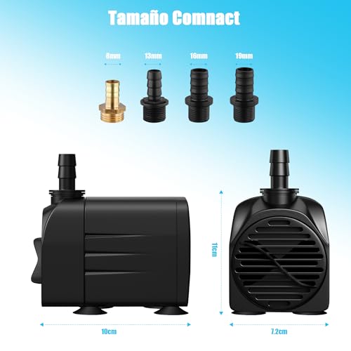 Miniatura 6 de Lnicez Bomba De Agua Sumergible 45w 3200l H Bomba De Agua Ultra Silenciosa Bomba Sumergible Bomba Agua Con 1.8m De Cable,4 Boquillas Sumergible Bomba Para Acuarios, Estanques, Hidroponía,Fuentes