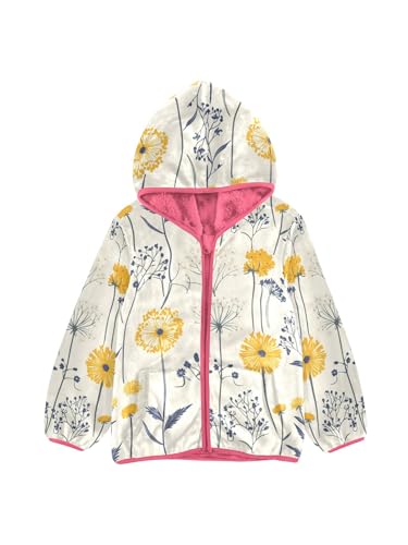 Farmhouse Dandelions Flower Girls Fleece Jacket Girls Jacket Girl Coats Zip Up Hoodie Children Outerwear 2-3T