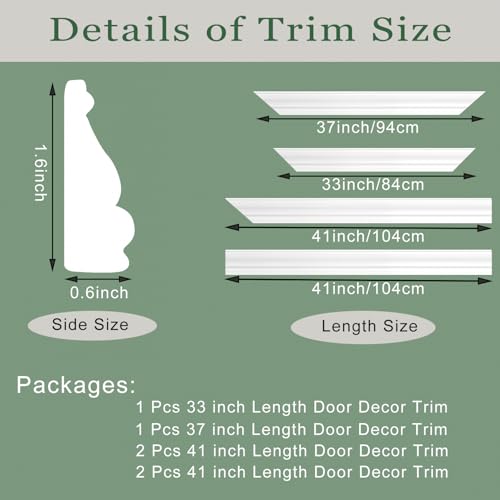 1 Set Peel and Stick Door Moulding Trim Kit, 37\" x 82\" Premade Doors Panels Self Adhesive Wainscoting Panels Pre-Cut for Door Frame Decor - Thumbnail 5
