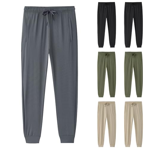 Cambkatl Big and Tall Men's Ice Silk Jogger Pants Elastic Waist Casual Drawstring Loose Outdoor Sweatpants with Pockets2
